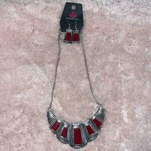 Silver necklace with earrings